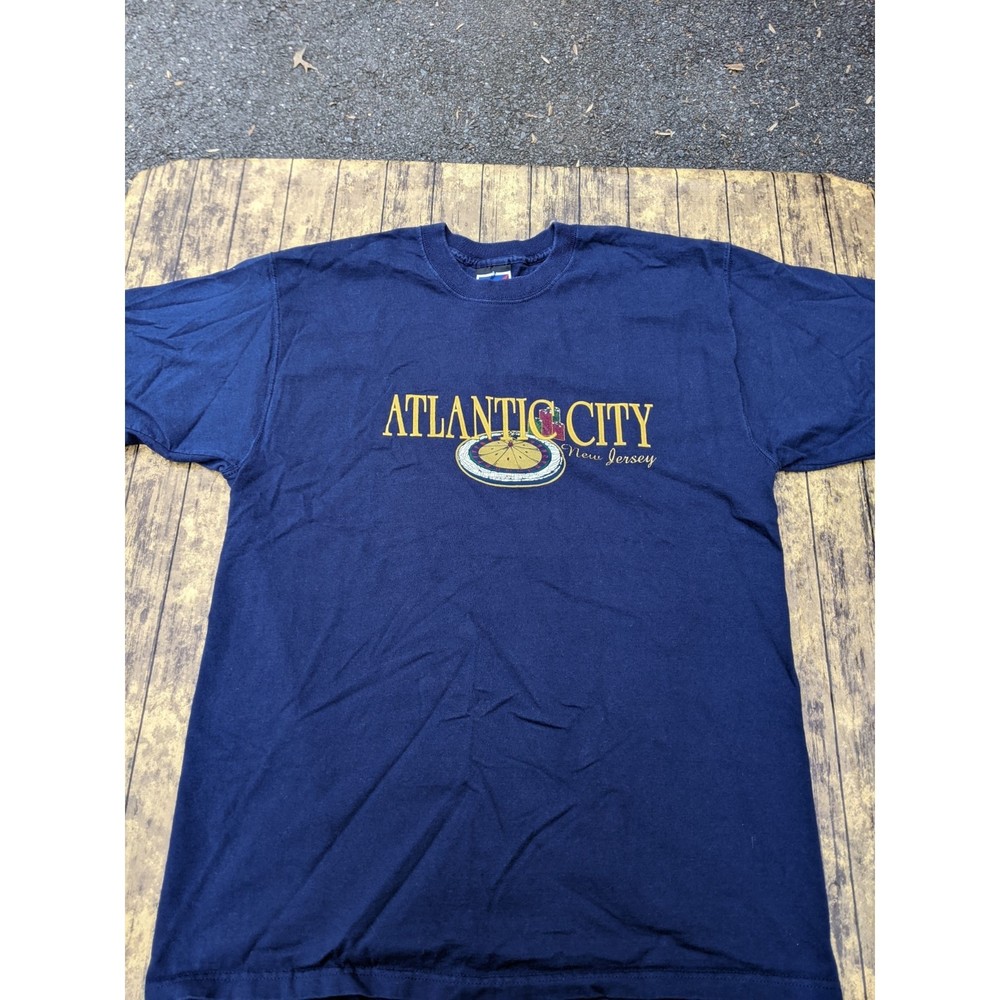 Vintage Atlantic City NJ Pro Player Blue Roulette Shirt Large